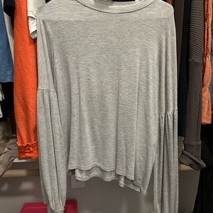 Plain grey long sleeve with accent sleeves